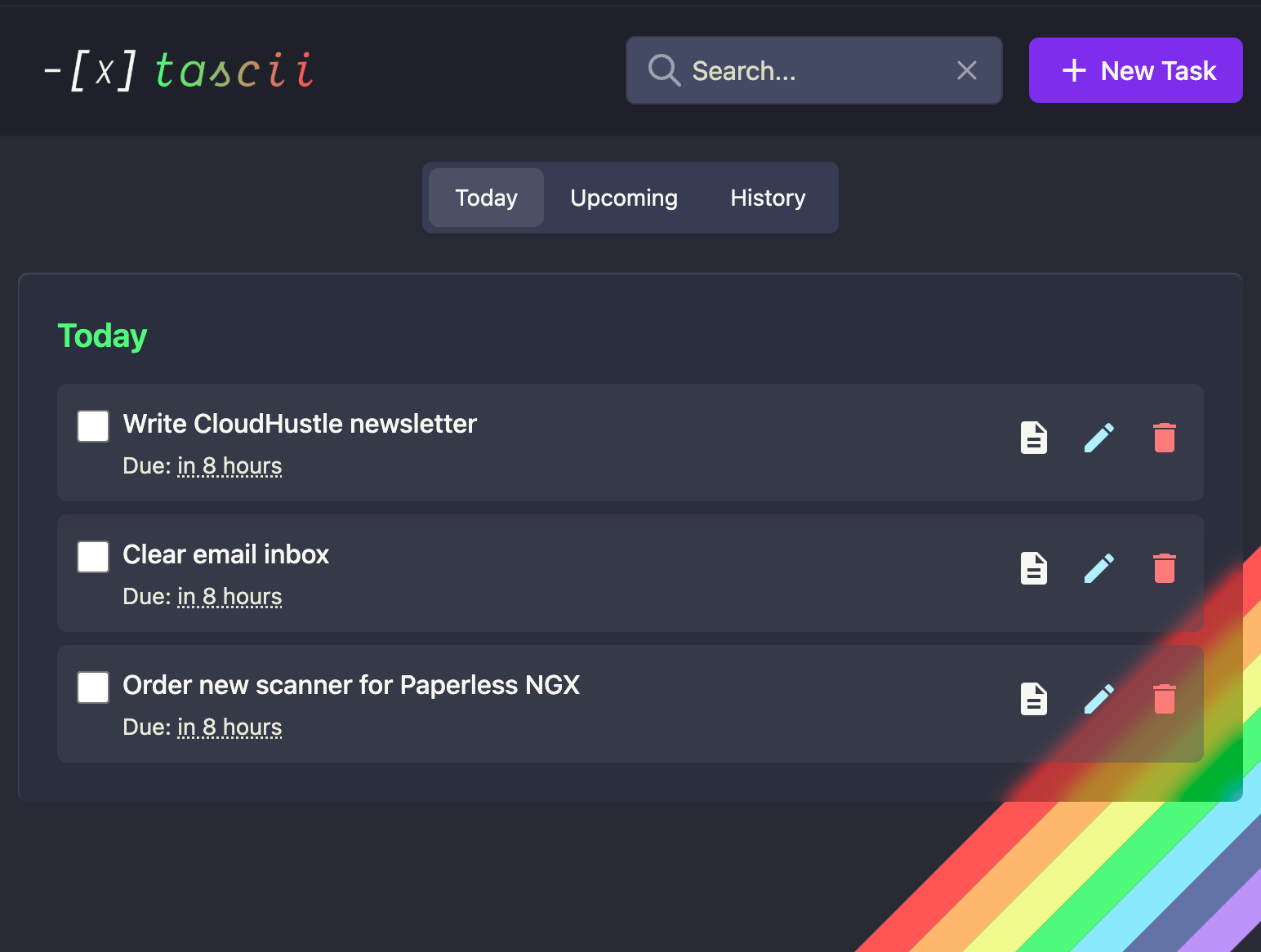 Jonathan LaCour's tascii web app interface